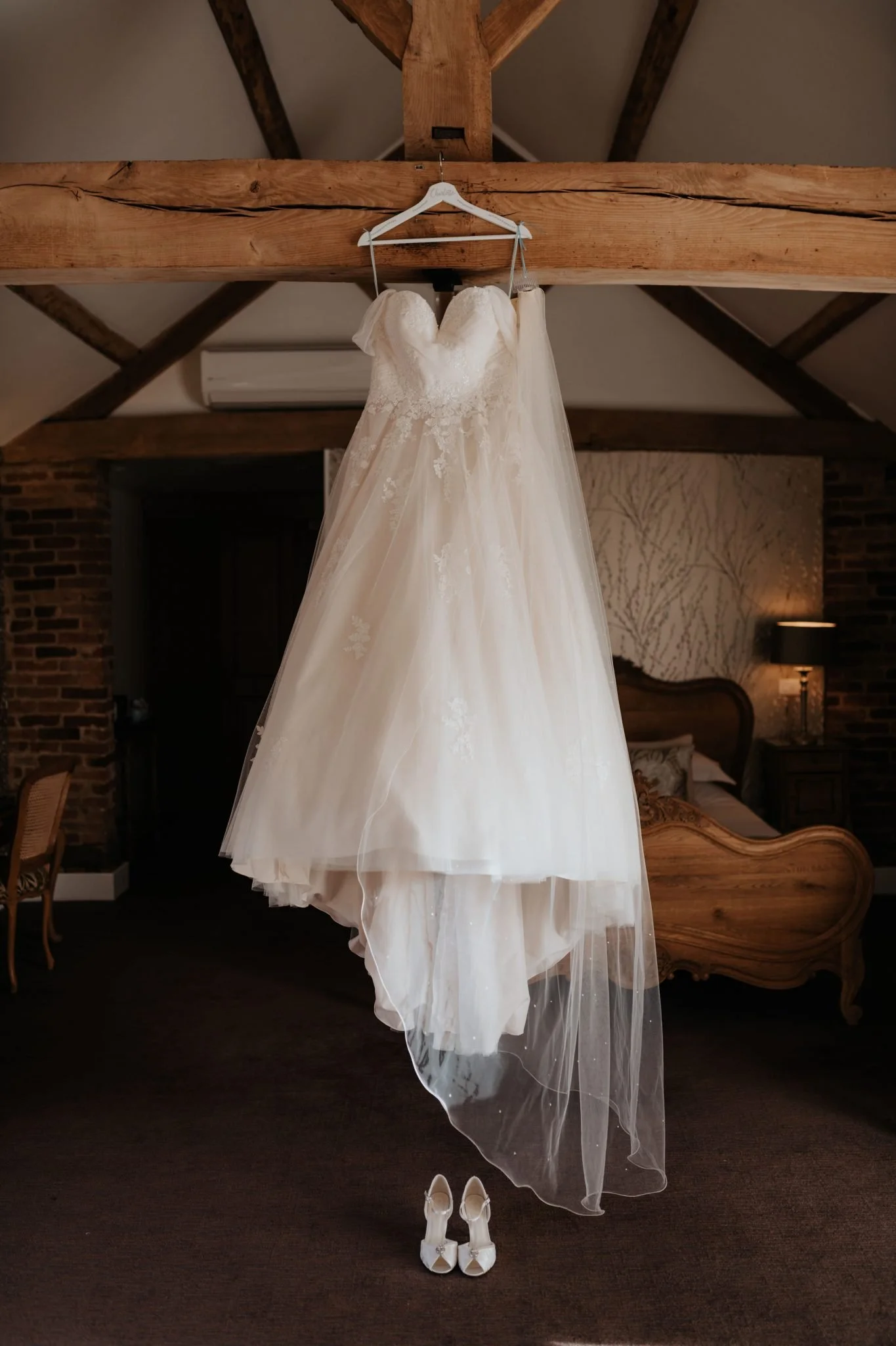 Dress hanging at mythe barn