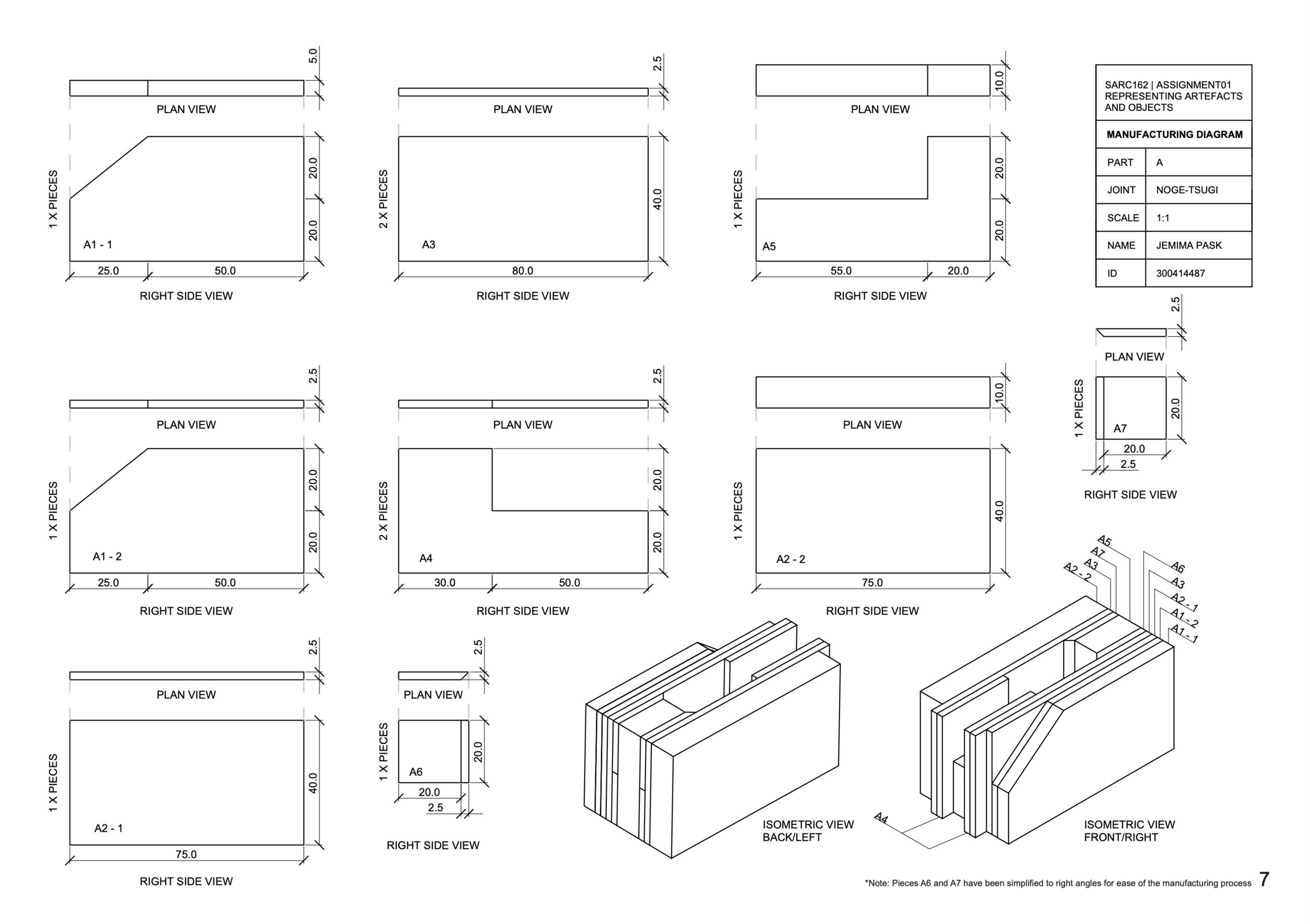 Technical Drawing Japanese Wood Joints 2021 — Jemima Elise Design