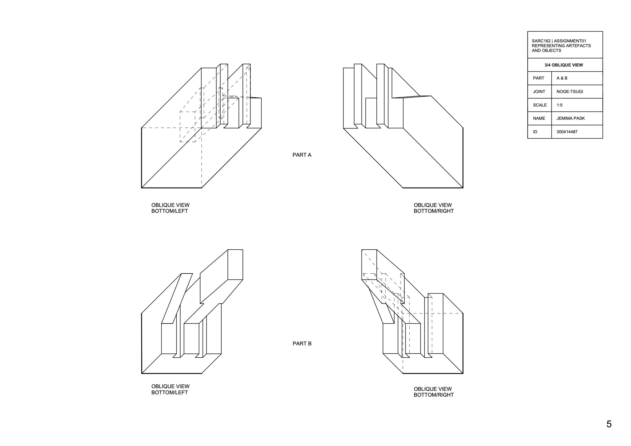 Technical Drawing Japanese Wood Joints 2021 — Jemima Elise Design
