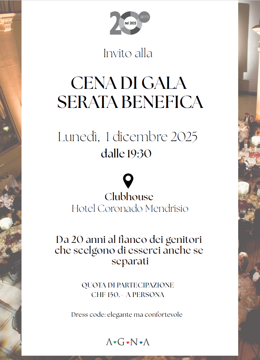 AGNA: 20 anni di impegno per le famiglie. Una serata di Gala per celebrare e costruire insieme il futuro