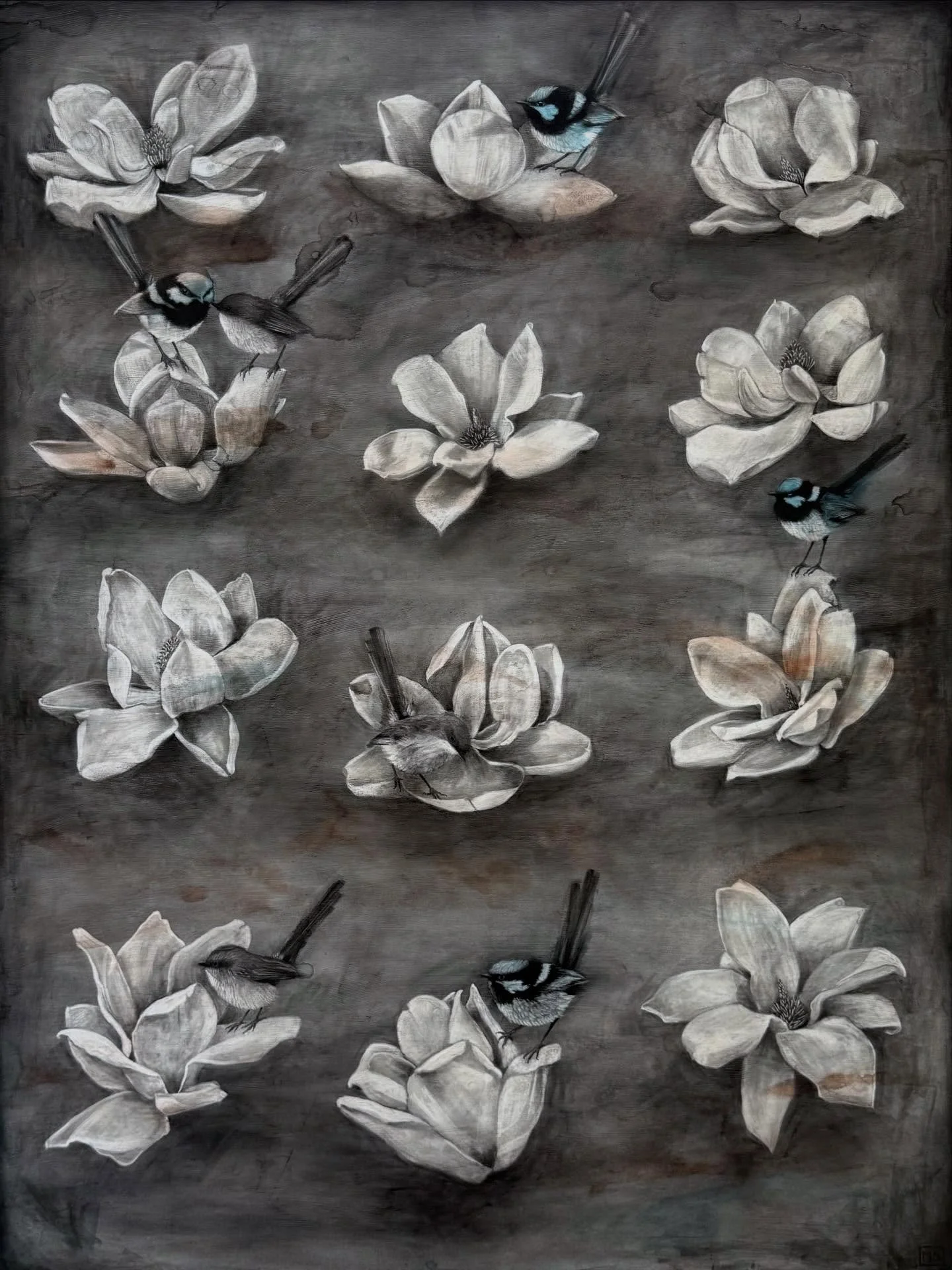 EMBRACING SELF - The Superb Fairy Wren is adventurous and loyal, embodying the quiet confidence that comes from embracing one&rsquo;s authentic self. The magnolia flower represents strength, self respect and is often associated with female energy. Th