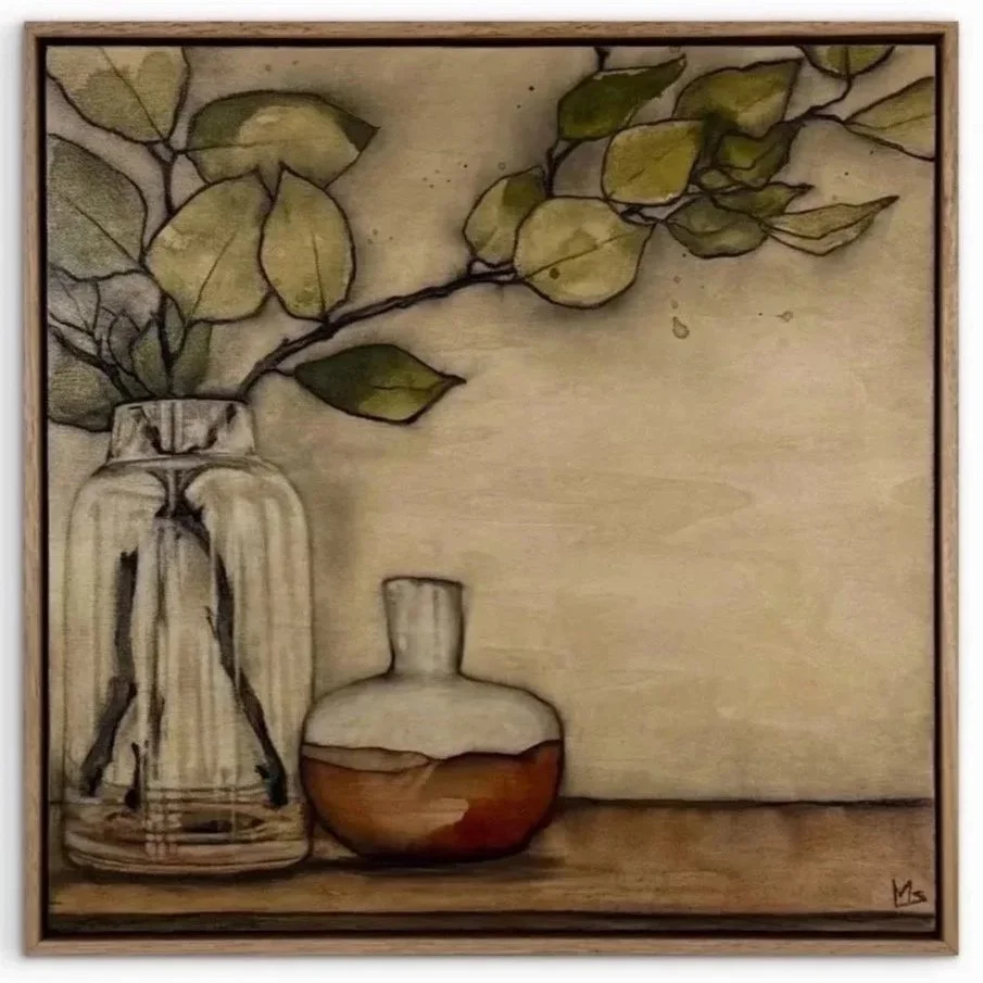 Eucalyptus, Glass and Clay, 43cm x 43cm