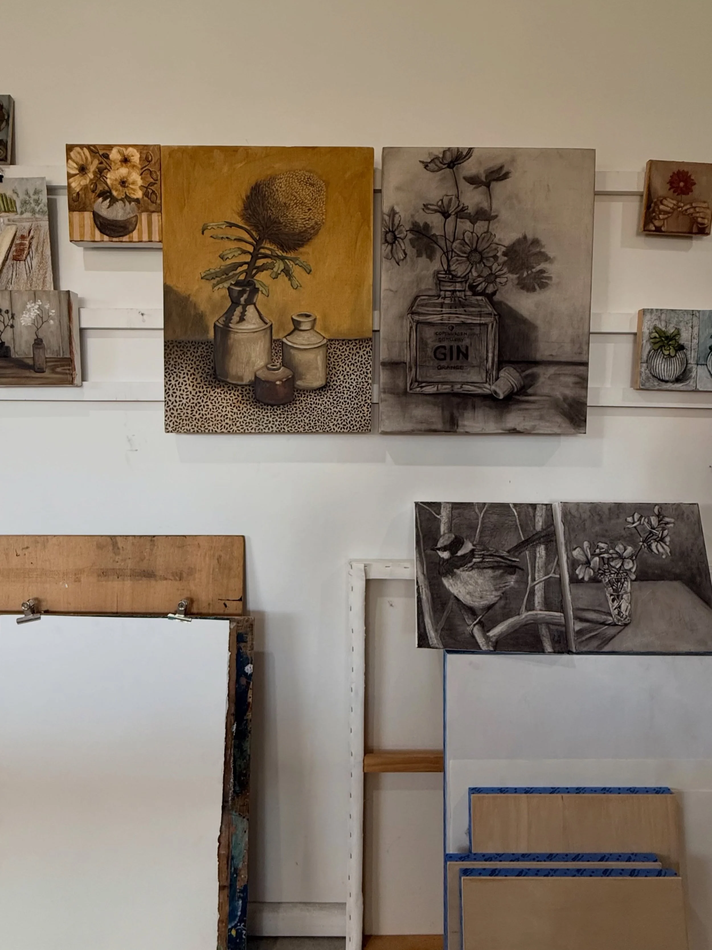 Last week in no particular order&hellip;
1. Studio wall, studies, work at various stages, boards prepped ready to go
2. Lights are in on this piece, we&rsquo;re getting there
3. This canvas is into its 5th or 6th study reincarnation, I keep painting 