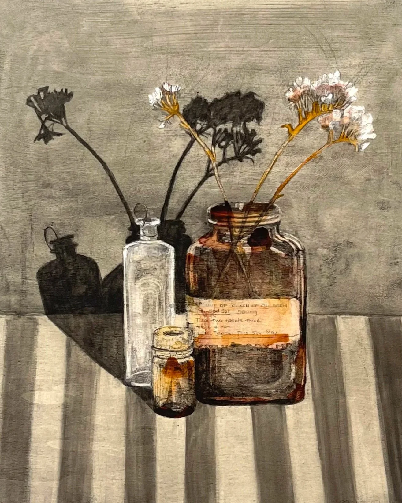 Everything Old is New Again - ink, charcoal on wood panel, 44cm x 55cm