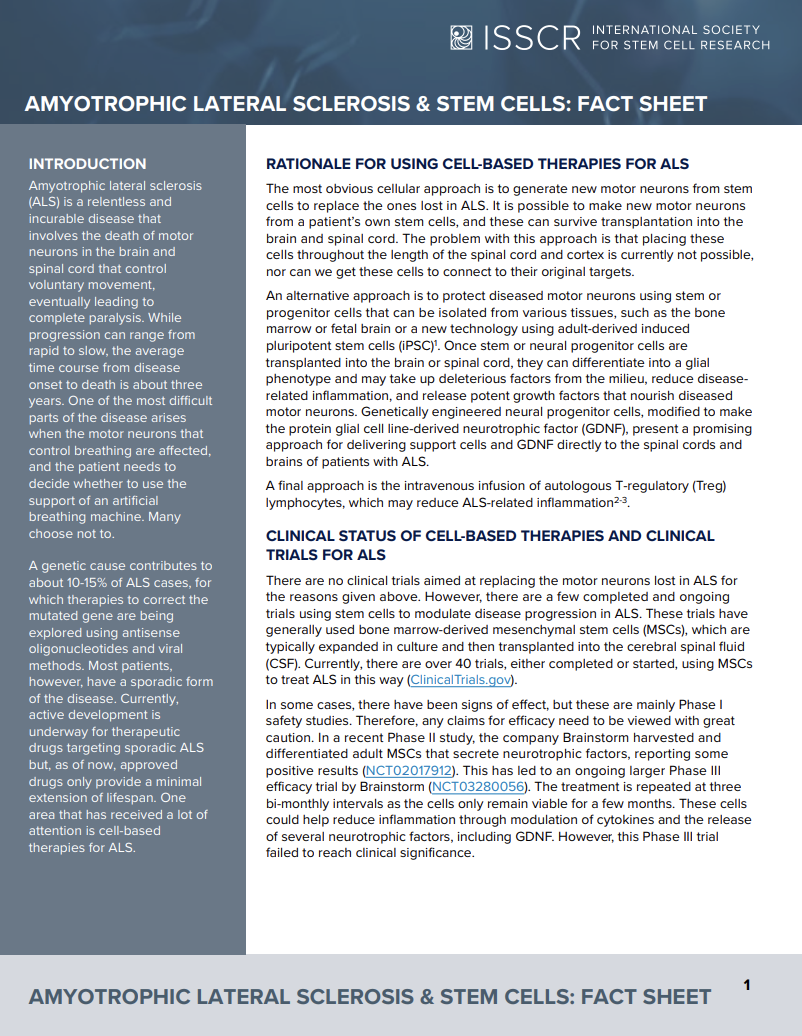 Disease Fact Sheet: Amyotrophic Lateral Sclerosis (ALS)