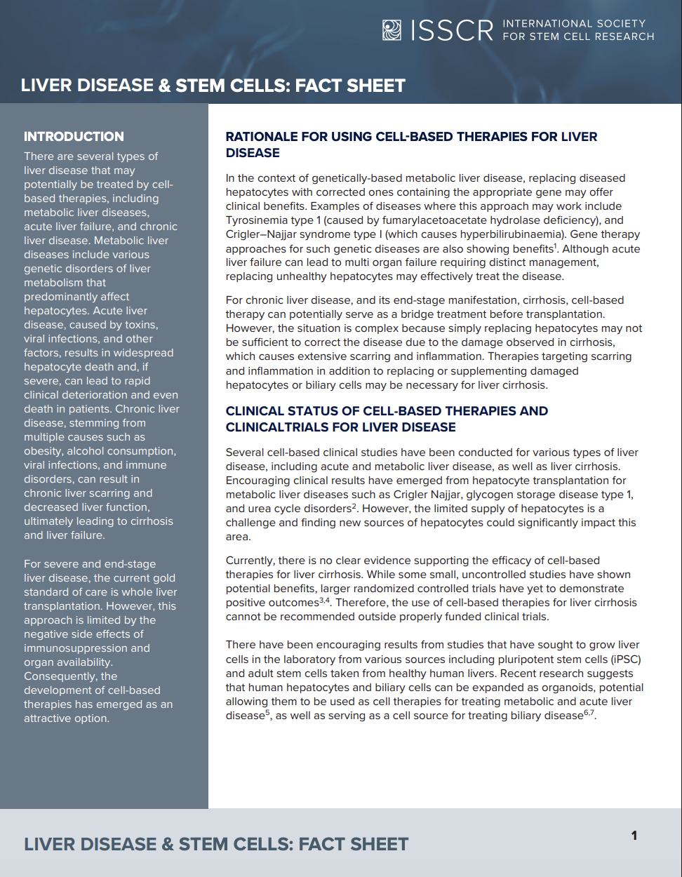 Disease Fact Sheet: Liver Disease