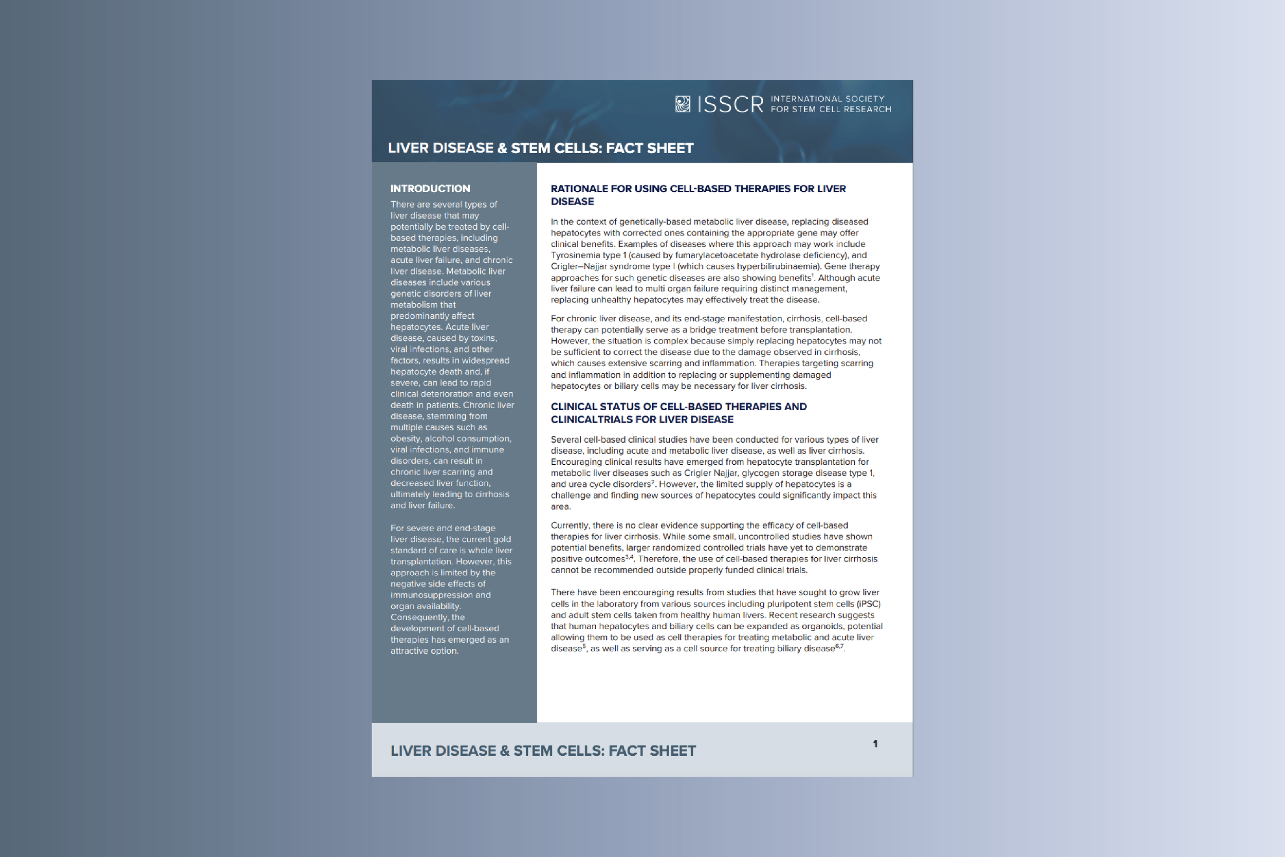 Disease Fact Sheet: Liver Disease