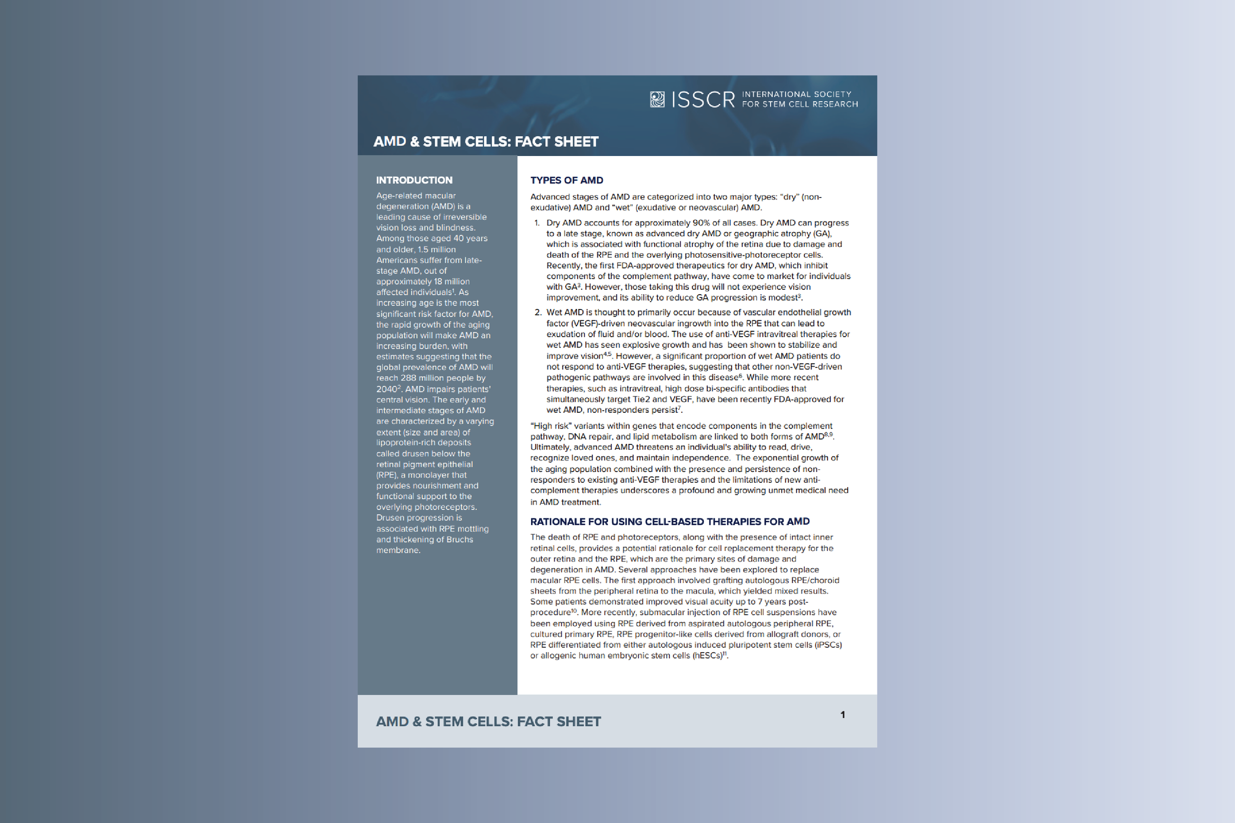 Disease Fact Sheet: Age-Related Macular Degeneration (AMD)