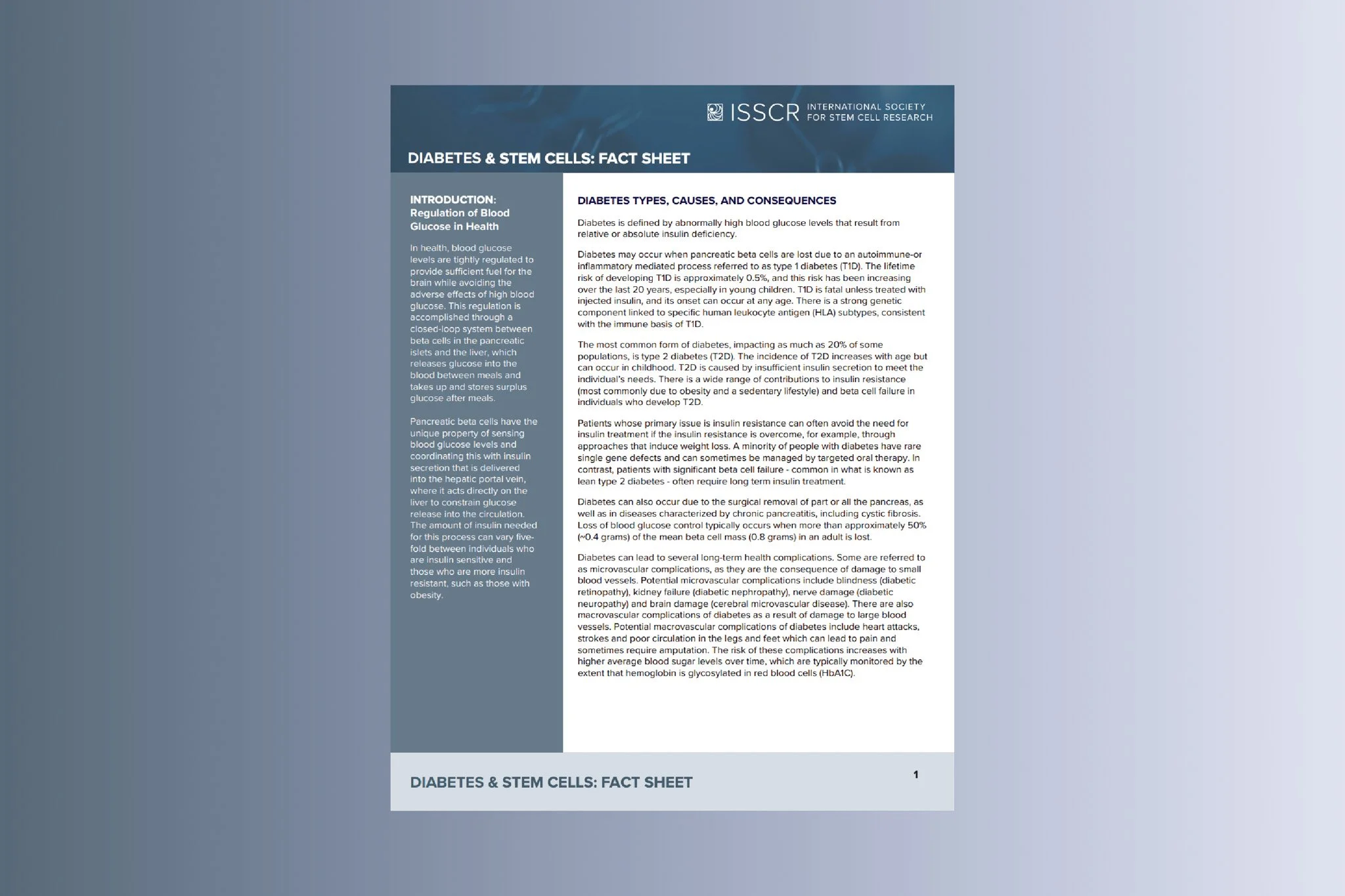 Disease Fact Sheet: Diabetes