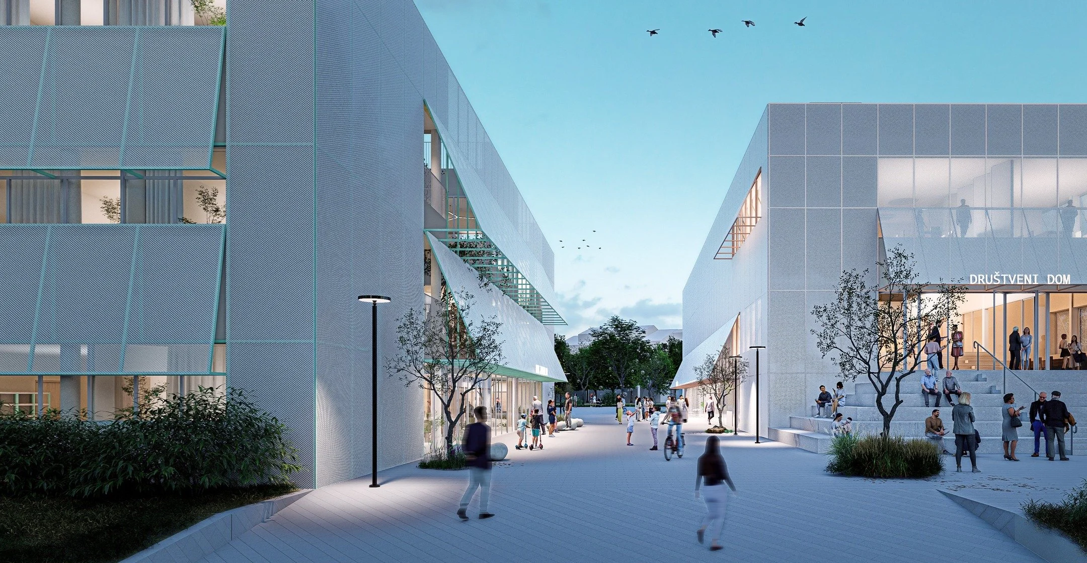 Dom zdravlja, dru&scaron;tveni dom i knjižnica Vrbani
Zagreb

2025. (natječajni rad)

Zdravstveno-kulturni centar Vrbani reinterpretira izvorni urbanistički koncept naselja Vrbani III. 

Projekt objedinjuje podzemnu garažu, dom zdravlja, knjižnicu i 