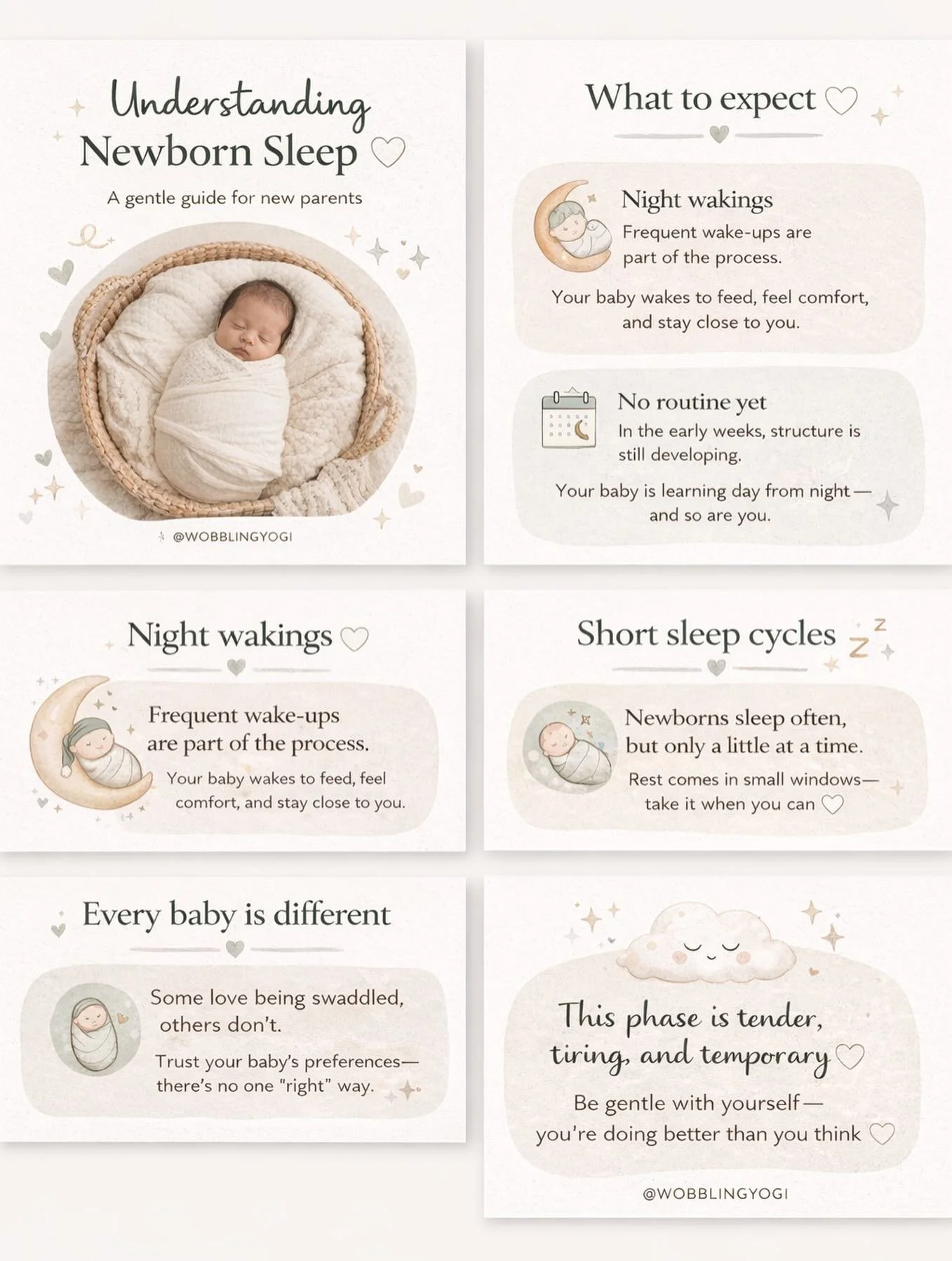 Newborn sleep 🤍

If your baby isn&rsquo;t sleeping &ldquo;perfectly,&rdquo; you&rsquo;re not doing anything wrong.

Those frequent wake-ups, short stretches, and unpredictable nights? They&rsquo;re all a normal part of this season.

This phase can f