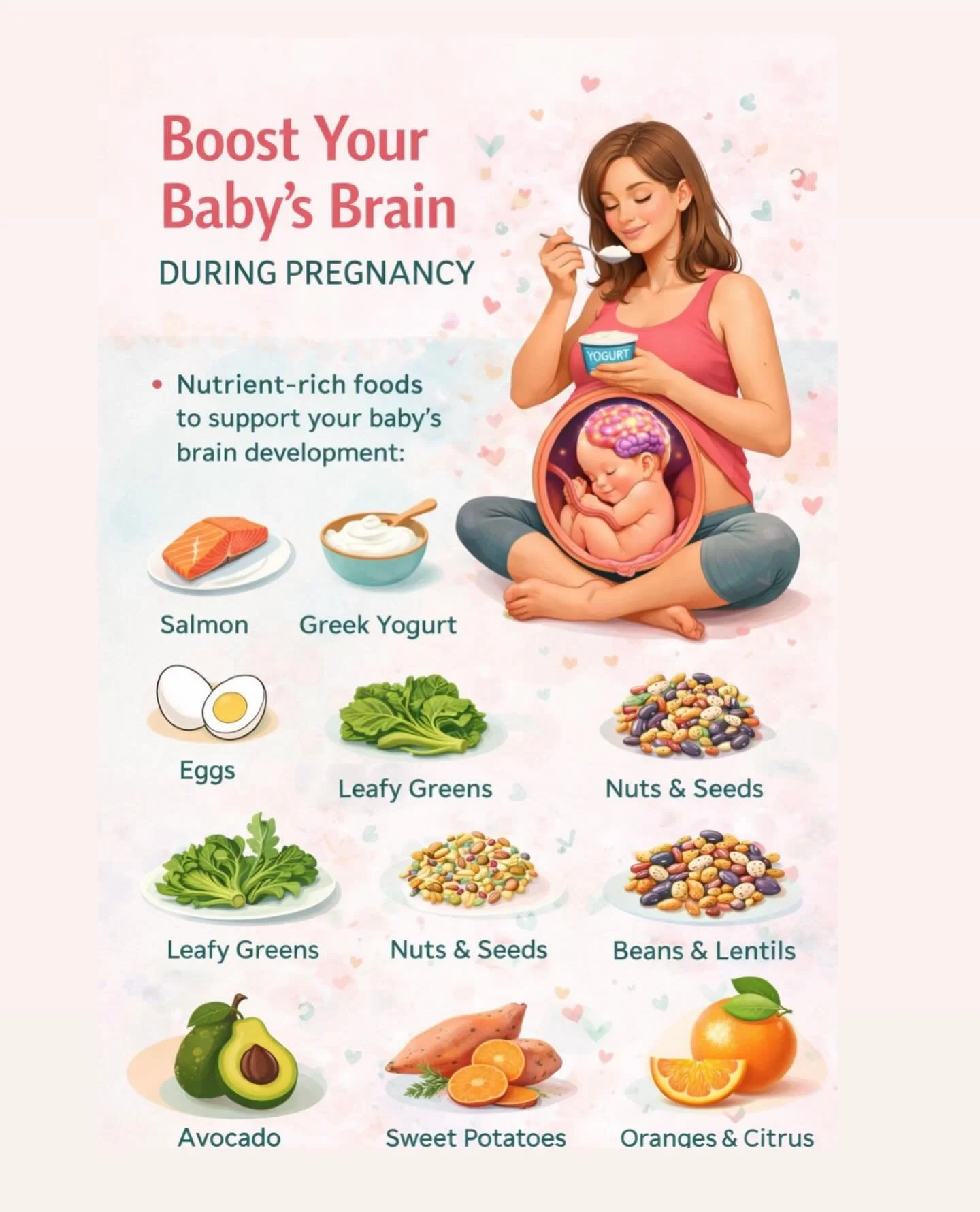 Growing a tiny human AND their brain 🧠✨

What you eat during pregnancy plays a role in baby&rsquo;s development&mdash;but let&rsquo;s keep it real&hellip; no one is eating &ldquo;perfect&rdquo; all the time 🤍

These are some simple, nourishing food