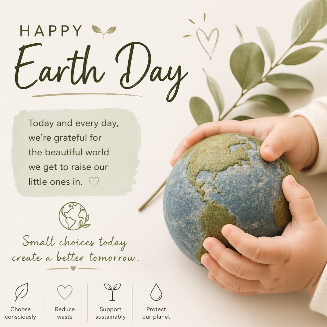 Happy Earth Day 🌍🤍

A gentle reminder to slow down, step outside, and appreciate the world we get to move, breathe, and raise our little ones in.

Whether it&rsquo;s fresh air, a walk with baby, or simply grounding yourself for a moment &mdash; nat