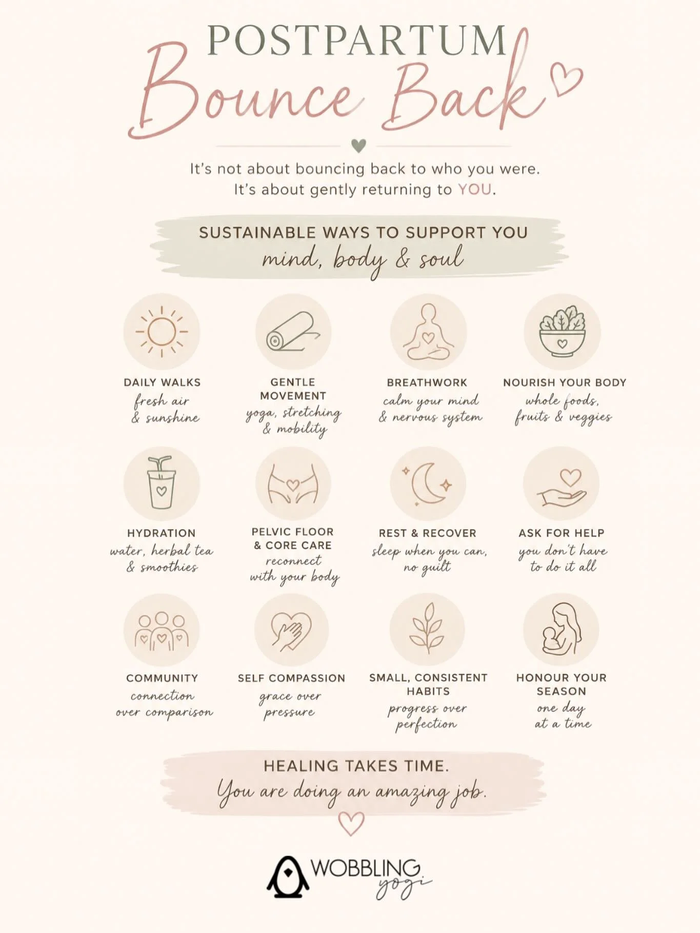 &ldquo;Bounce back&rdquo; culture tells mothers to rush.
To shrink.
To return to who they were before.

But postpartum isn&rsquo;t about going backwards 🤍

Your body is still doing so much.
Healing.
Producing milk.
Functioning on broken sleep.
Learn