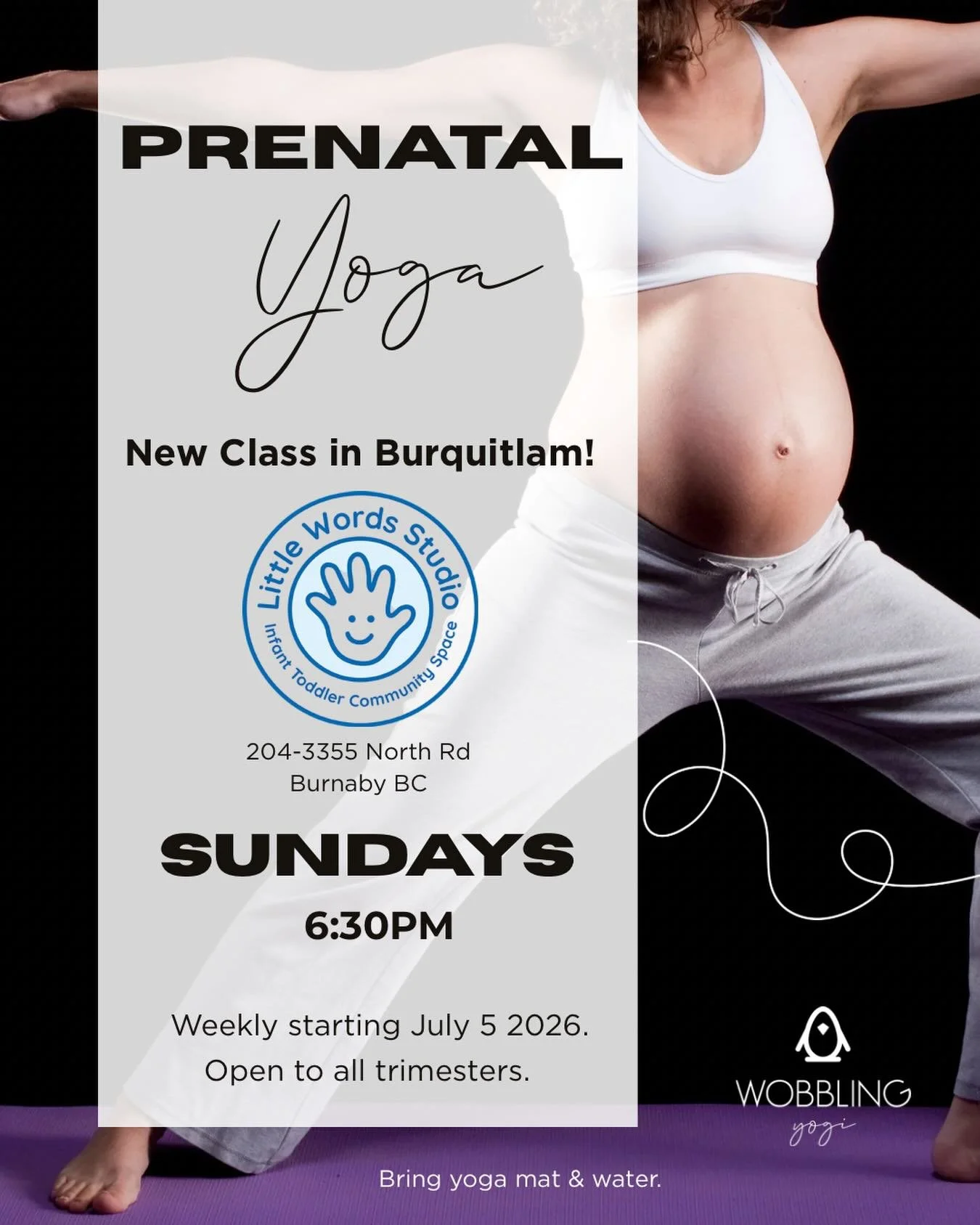🚨 NEW CLASS LOCATION 🚨 
After many requests for a prenatal yoga class in the Burquitlam area, we&rsquo;re so excited to finally share that we&rsquo;ve added a second prenatal class to the Wobbling Yogi schedule 🤍✨

Join Silvia on Sunday evenings a