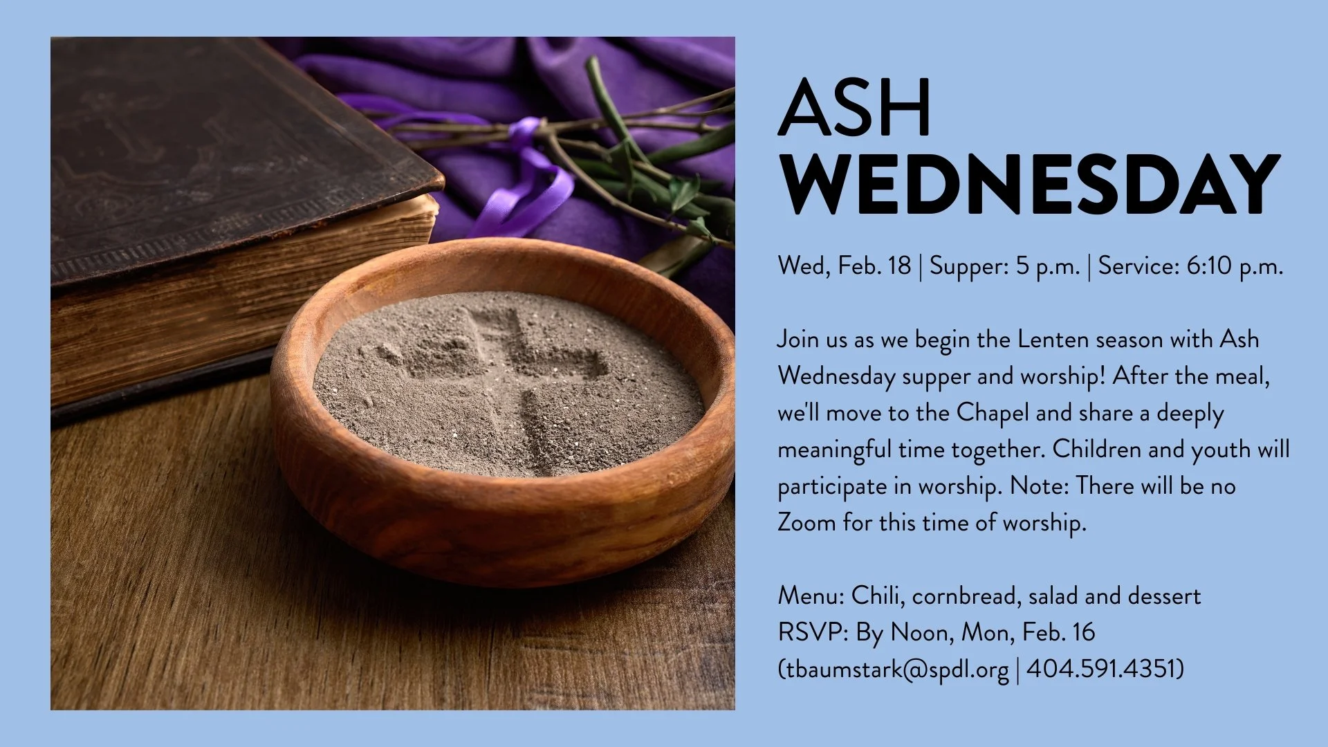 Ash Wednesday Supper & Service