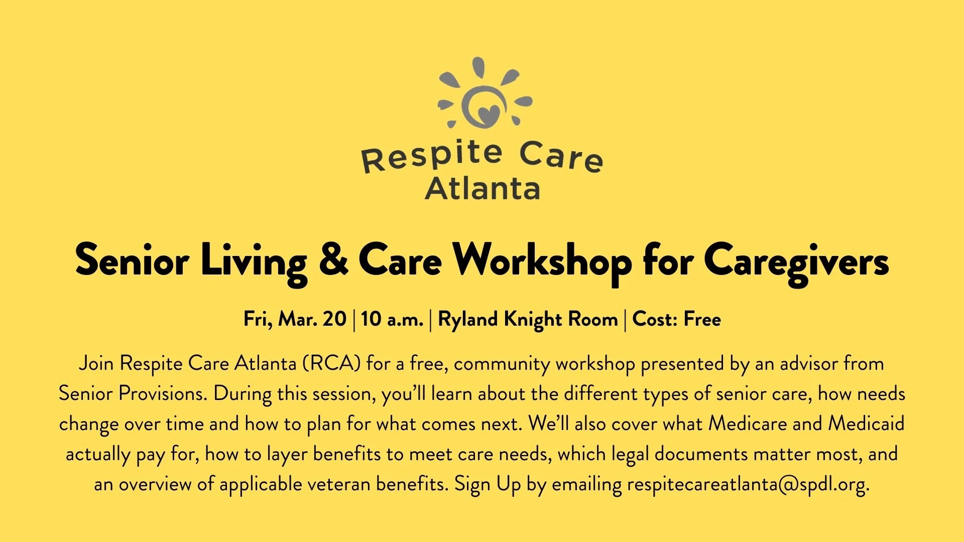 RCA Senior Living & Care Workshop for Caregivers