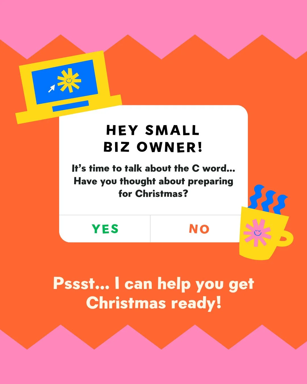 Do you hear that? 🤔 Is that the twinkle of jingle bells I hear?⁠
⁠
I know, I know, it's not Halloween yet 👻⁠
⁠
But if you're a small biz owner you really can't afford to wait so late in the year to get your butt in gear for the busy festive period!