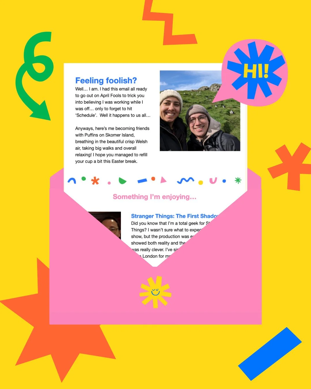 Can I ask you a favour? It's about emails!⁠
⁠
I have a mailing list where I send out monthly:⁠
⁠
🌈 One newsletter - What I've been up to/I'm looking forward to, events, client spotlights and recent work⁠
⁠
🌈 One letter - Usually a personal story ab