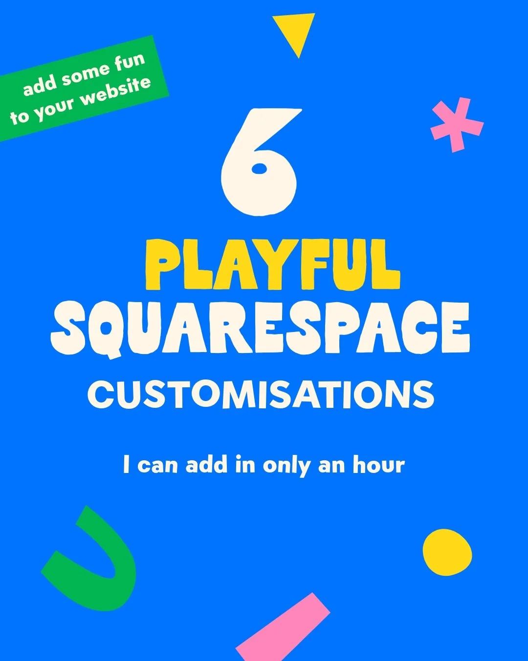 Wanna add a little pizzazz to your Squarespace website (in an hour)?

Not for function (specifically), but more for fun! What's wrong with a bit of whimsy?

🌈 Spinning wheel - perfect for promos
🌈 Confetti form - a little added celebration
🌈 Doodl