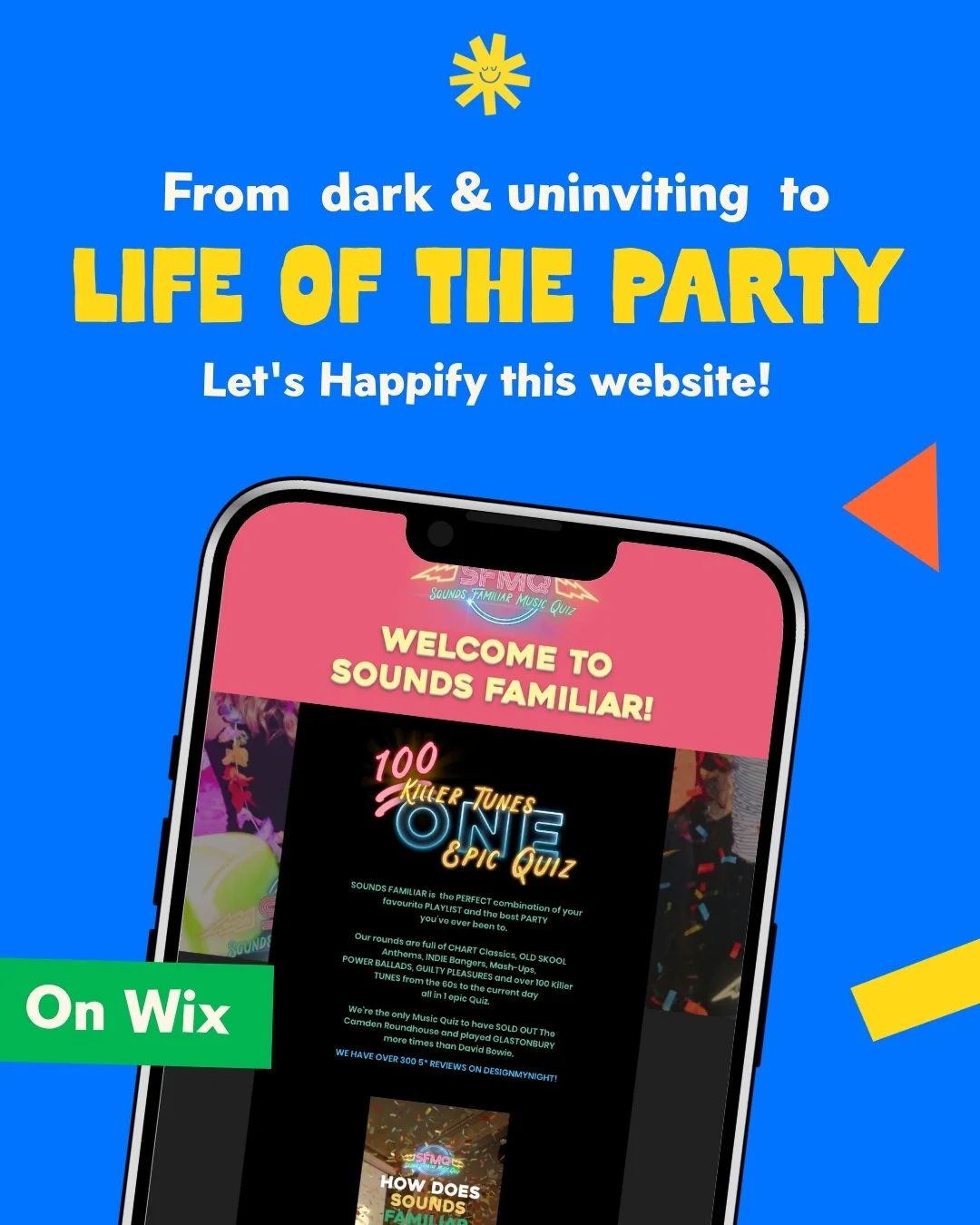 Let's Happify a website for @soundsfamiliarmusicquiz !

We went on a journey for the Sounds Familiar website, starting with a Happy Hour to audit their site for immediate fixes. They were so pleased with my suggestions that they decided to hire me to