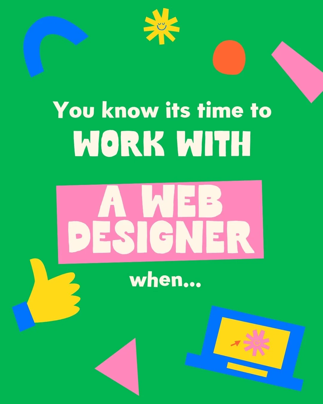 Pick your adventure: Website edition 😎

DIY website route:
1️⃣ 6 months of avoiding website creation altogether
2️⃣ Getting confused over platforms and templates
3️⃣ Creating a basic site with bits from your socials
4️⃣ No mobile version, buttons th