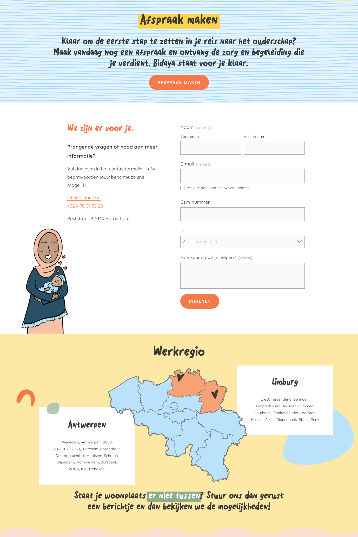 Contact page presents info fun
