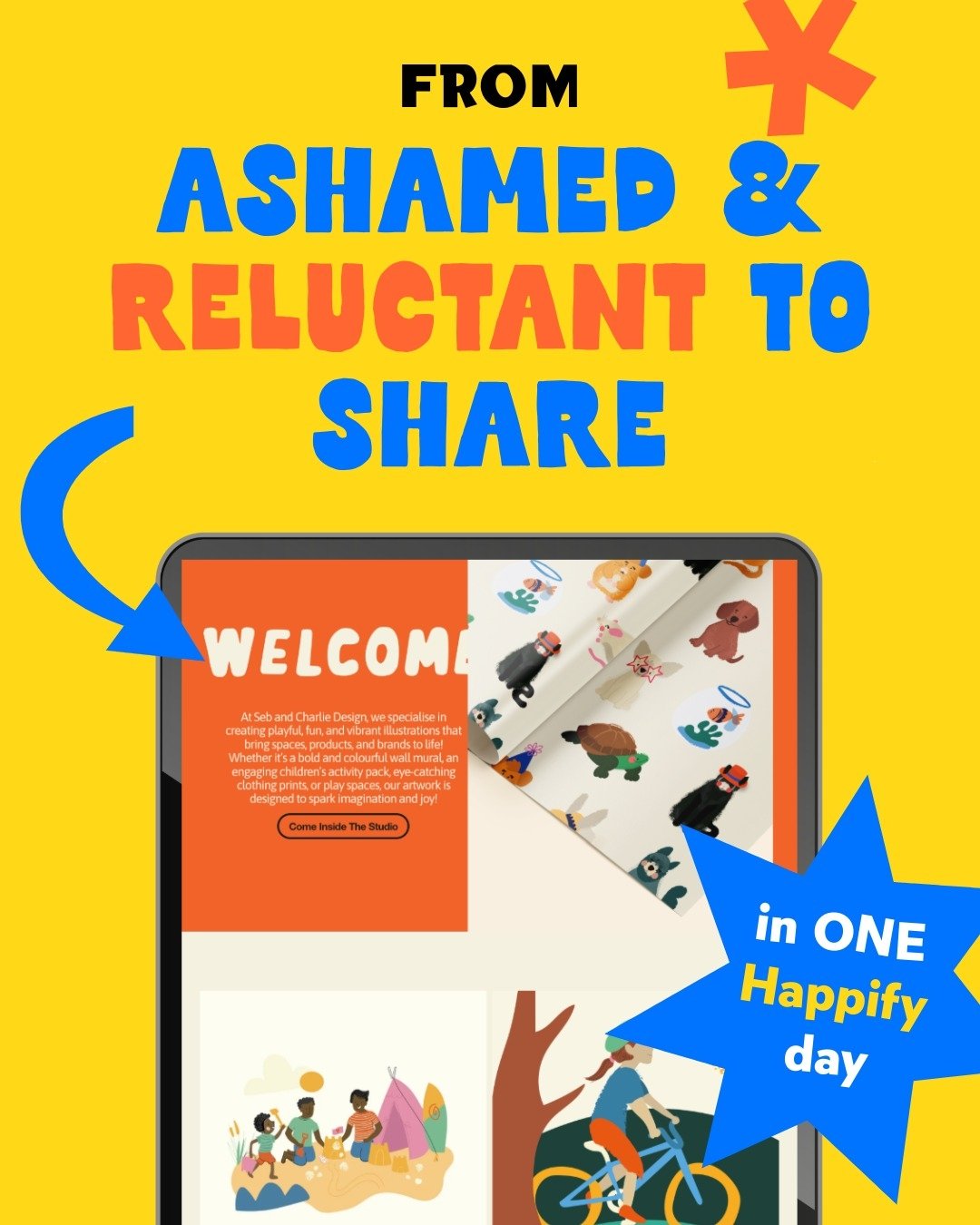 Let&rsquo;s Happify a website for @sebandcharliedesign!

Charlie is an illustrator with a whimsical, nostalgic style, but her DIY website was totally lacking in the fun she creates for her clients 🙁 This made her really reluctant to share her websit