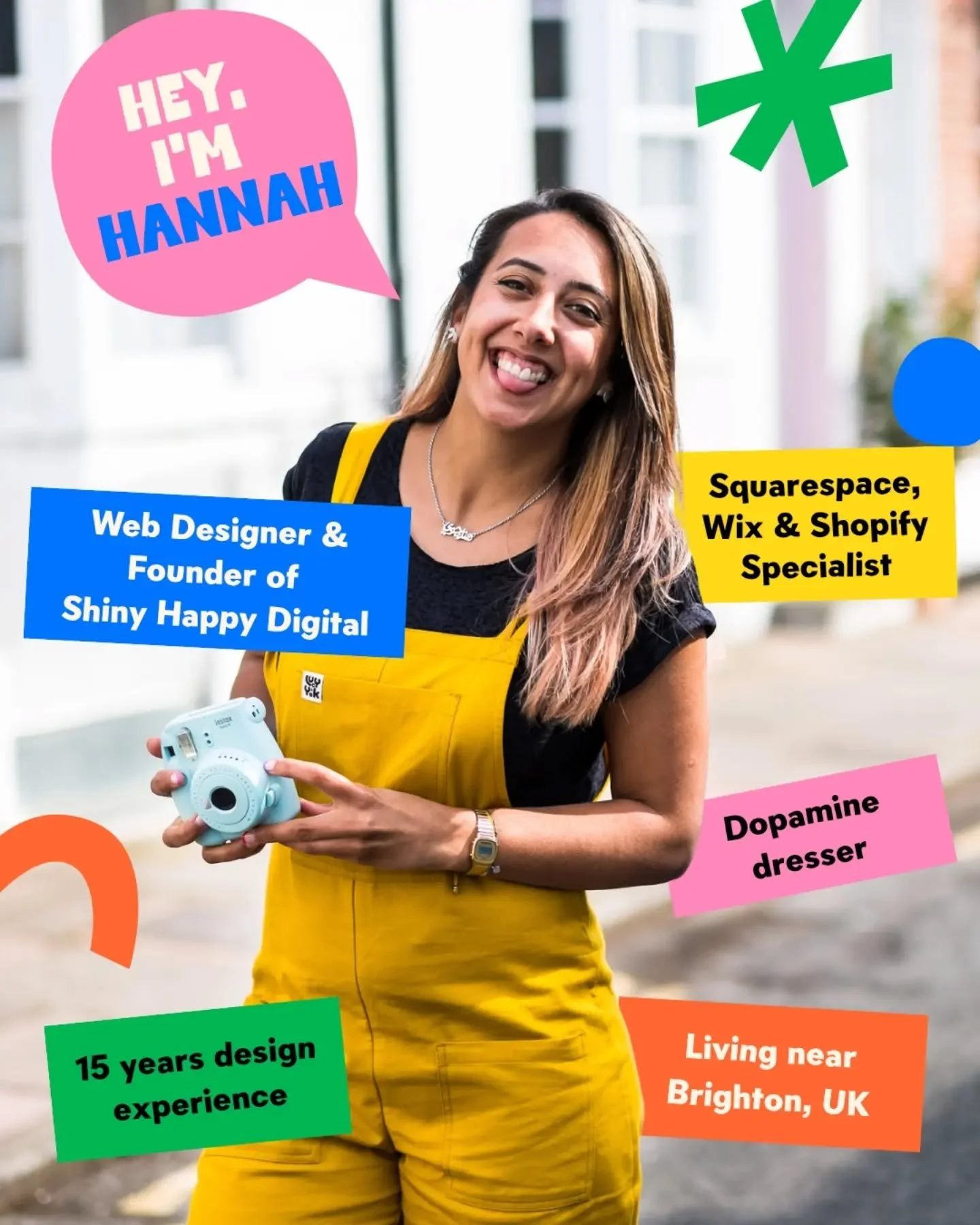 Hellooo Shiny Happy Followers 👋 I'm Hannah⁠
⁠
A web designer specialising in Squarespace, Wix and Shopify websites full of colour, personality and great design for small businesses and freelancers.⁠ 

If you love colour and expressing yourself, you'