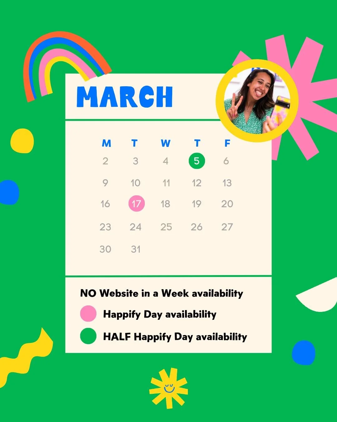 Plans have changed and I'm not off to Switzerland this month anymore... 

But its probably for the best because my calendar has been filling up... FAST! I have some really exciting Website in a Week (WIAW) projects coming up over the next few months.