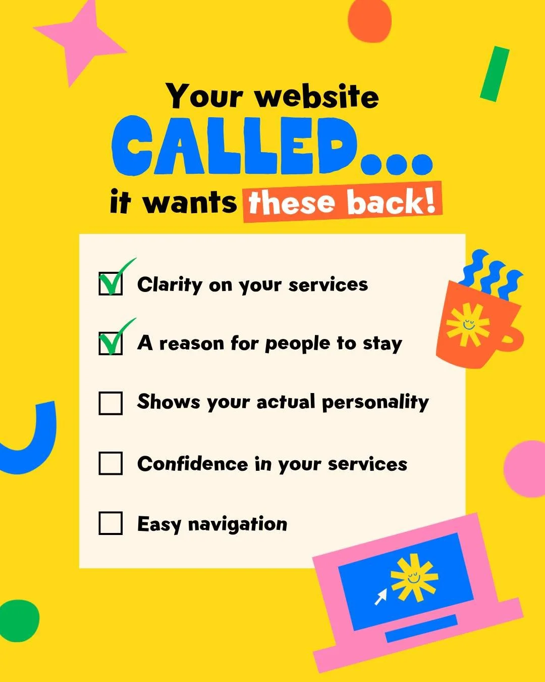 Yeah, your website called and she's sounding kinda mad...

Look, she's got a bee in her bonnet because apparently visitors aren't hanging around that long?? And you know she loves to chat!

Also, and don't tell her I said this, but she really thinks 