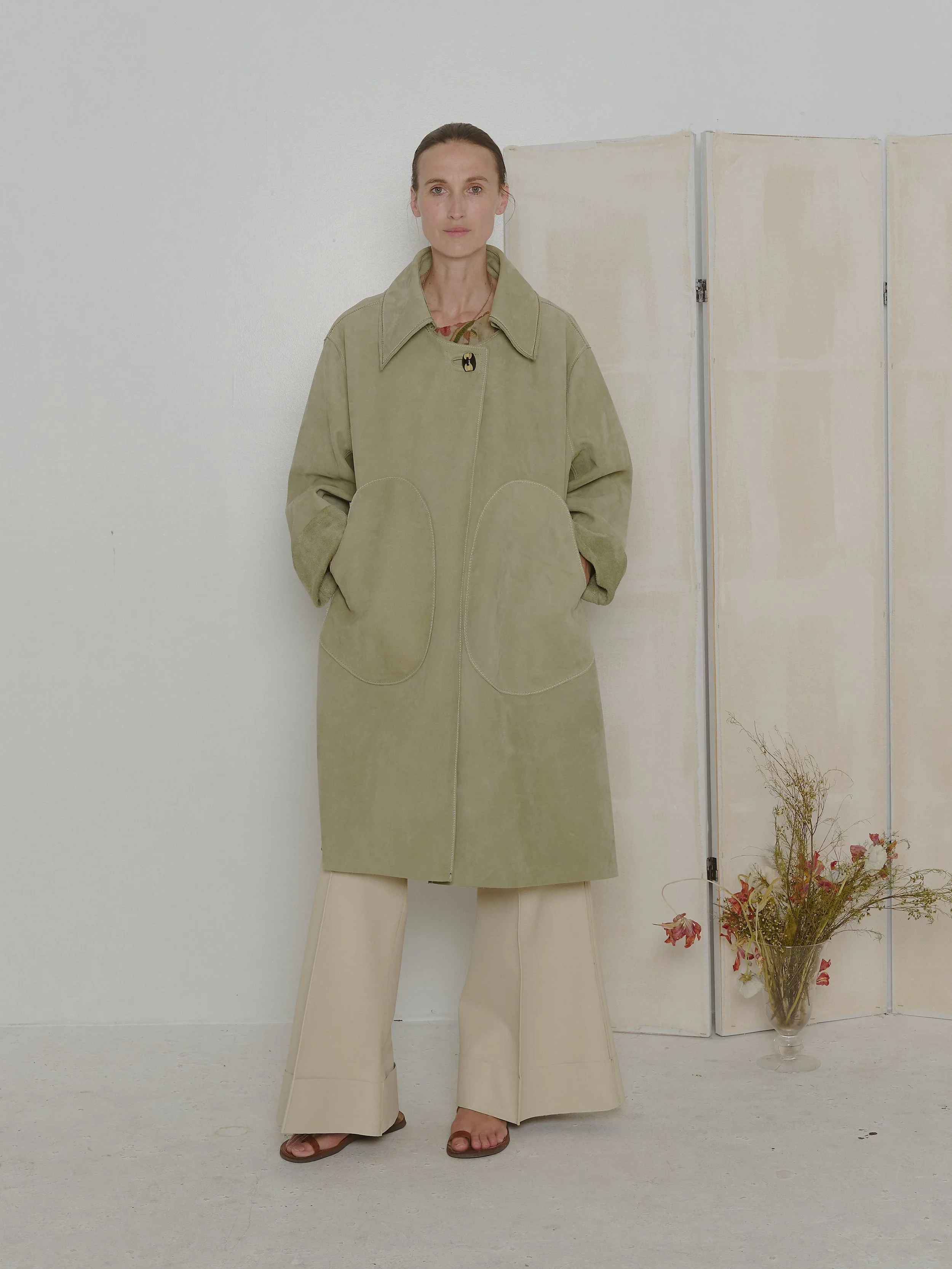 Hubert Coat in Sage Nubuck