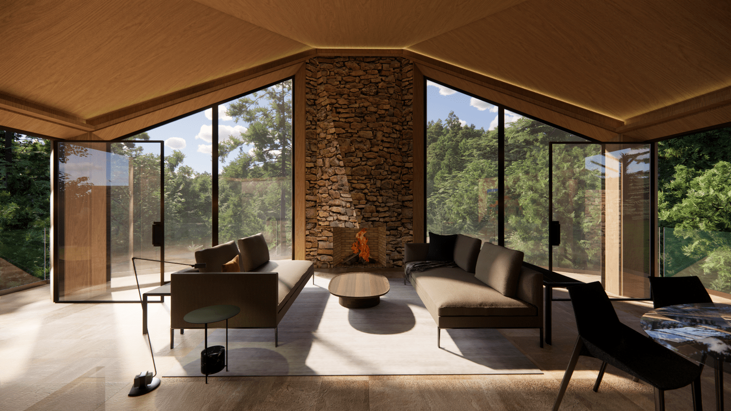 Eco Cabin Living Room — Peter Lombardi Architects