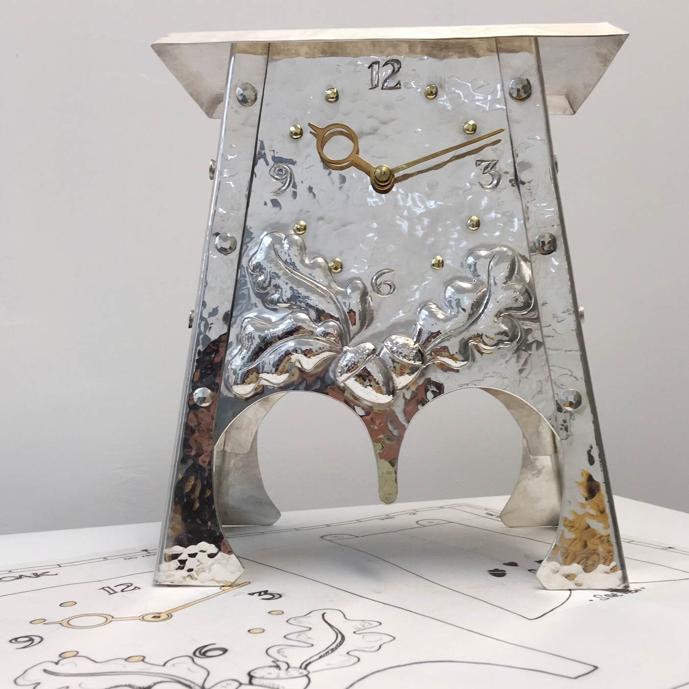 Silver Acorn Clock commissioned by Dr. Rosemary Leonard. 2019