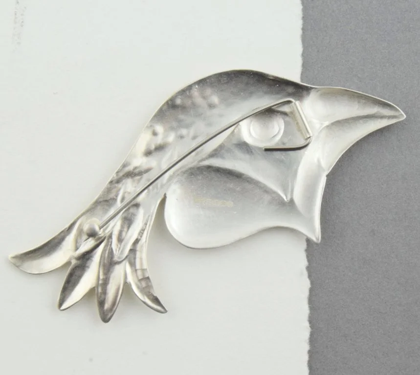 Glorious Grouse Brooch. Silver and Gold. Silver bird brooches by Bryony Knox. Back.JPG