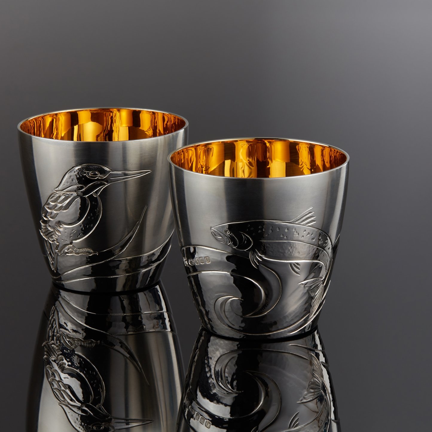 Salmon and Kingfisher Beakers