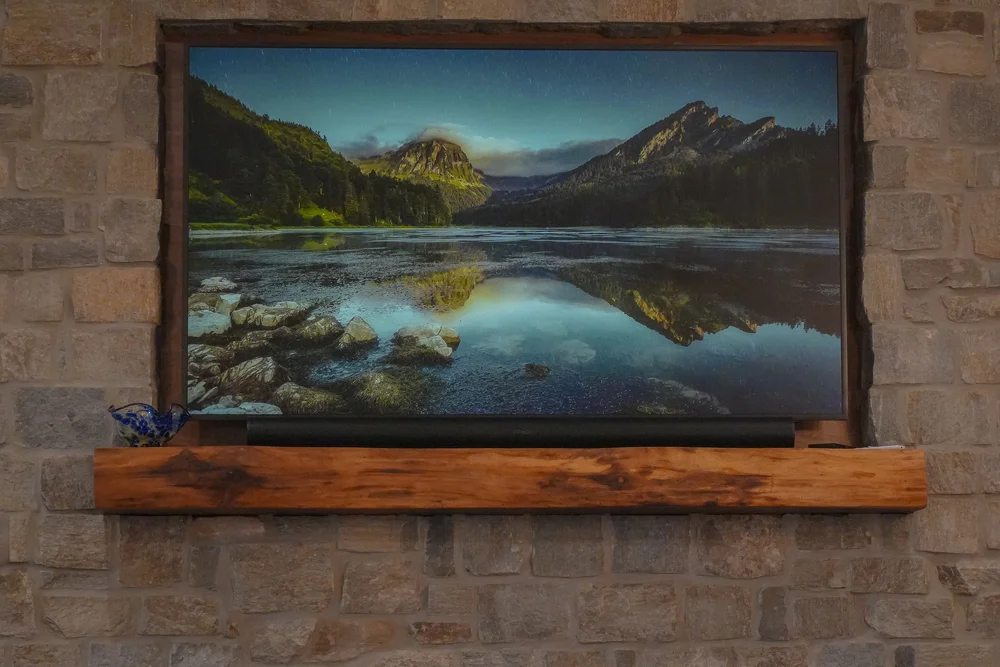 Live-edge fireplace mantel