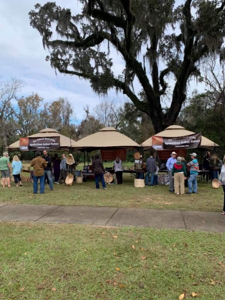 image of modern Apalachee tribal members participating in winter solstice at mission san luis