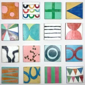 Escapades - SOLD40x40 - 16/ 8x8 mixed media panels