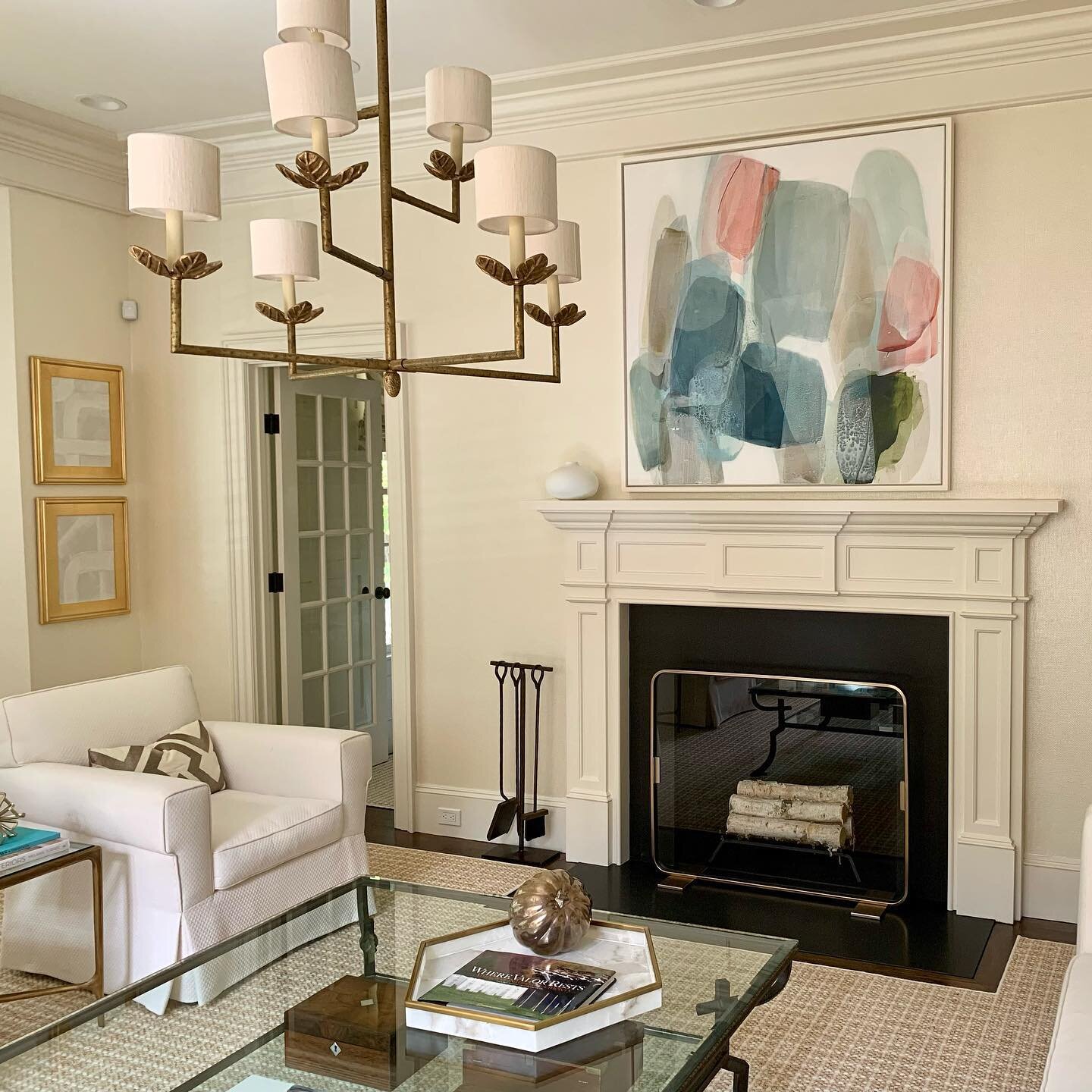 It&rsquo;s the v i e w&bull;

Breathtaking. I&rsquo;m over the moon with this latest living room installation. We custom framed and installed another beauty by Lynn Sanders. Prominent over the fireplace in this formal living space, it&rsquo;s just wh