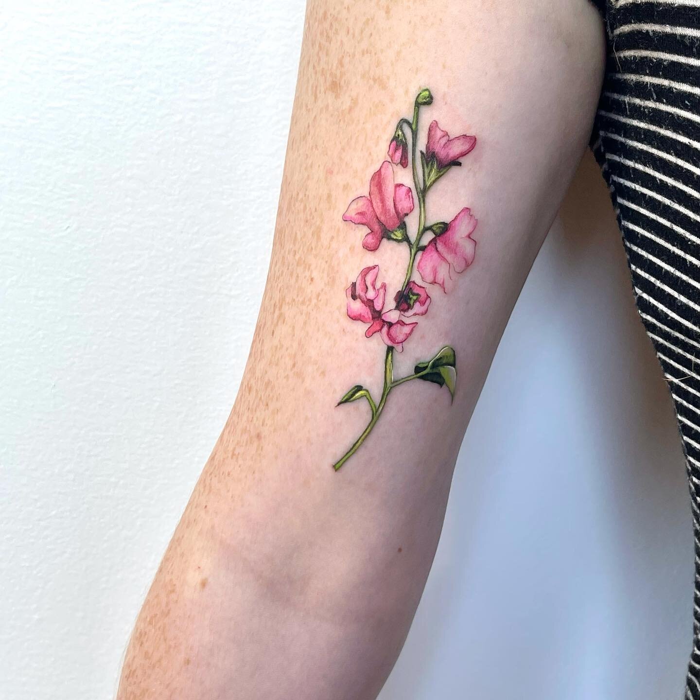 a delicate sweet pea flower 🌸 thank you so much, Brittany! @practical_hippies 

also so happy to announce that the official @evergreenstudios.chicago Instagram is up! go head over and give it a follow! so awesome to watch firsthand as the incredibly