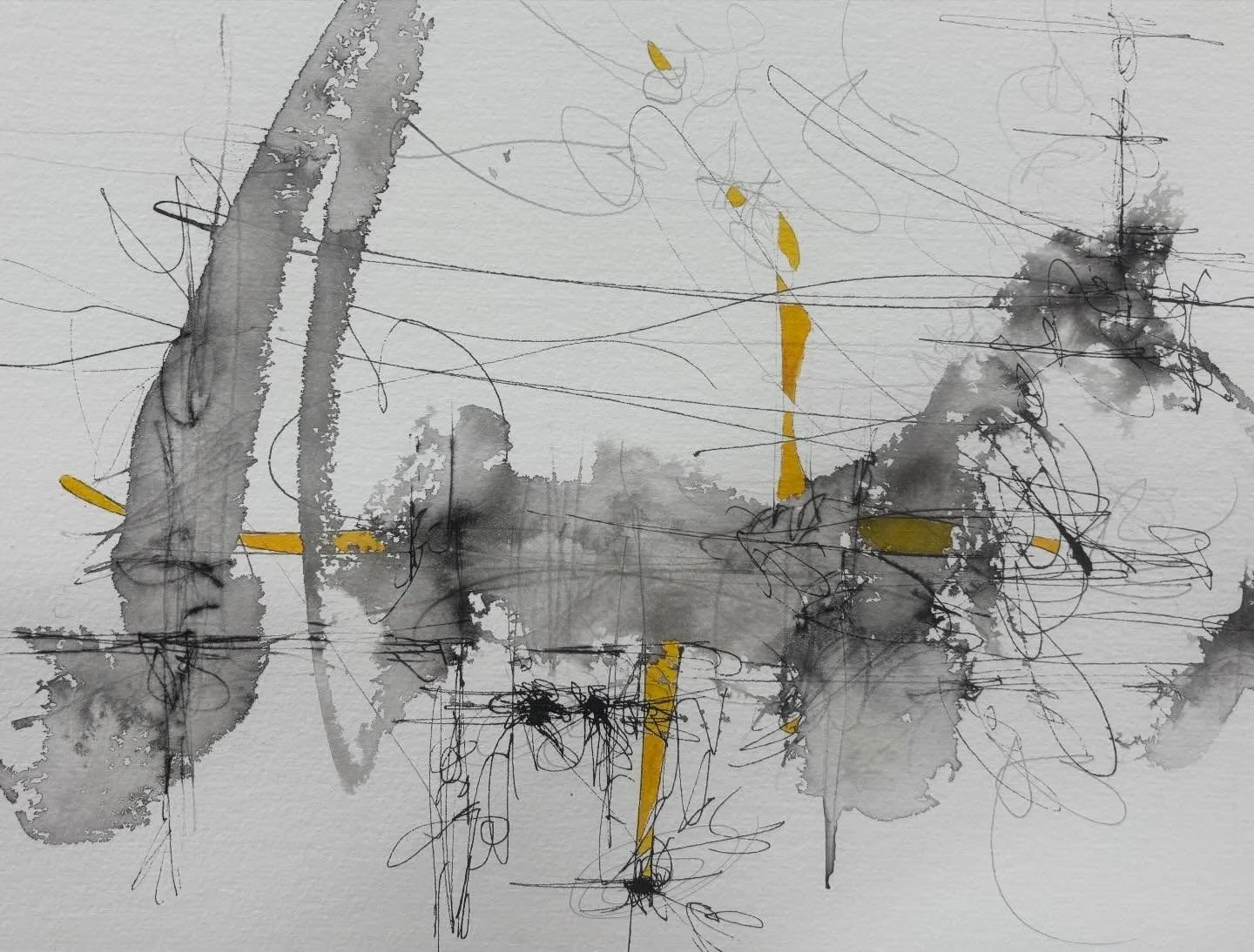 Floating galaxy doodle 2 #sumiink #imaginarylandscapes #watercolor #danielsmithwatercolor