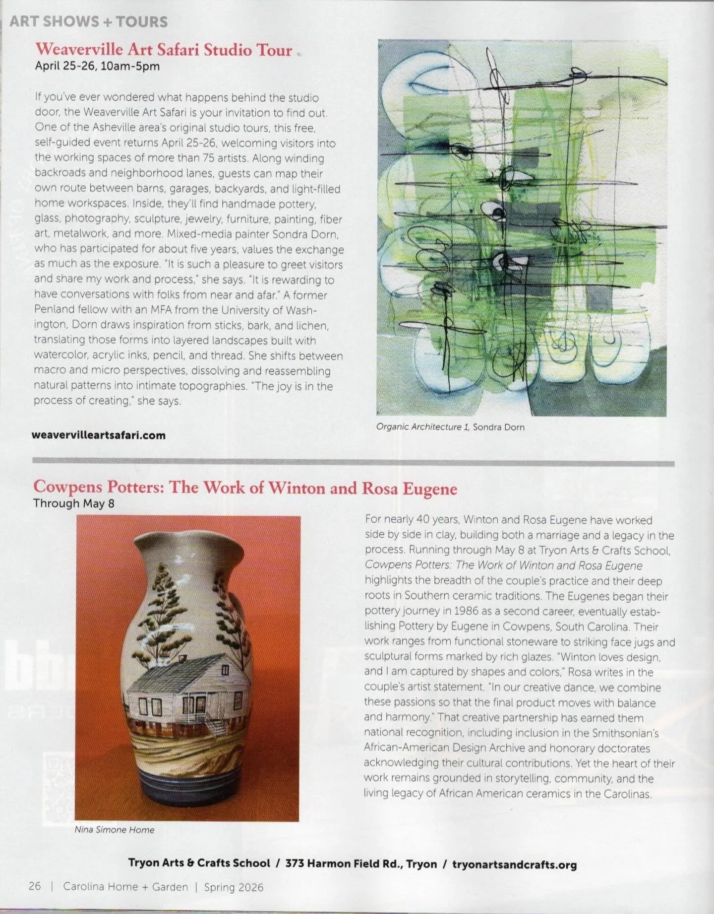 Something terrific! My work was featured in the Art Tours and Shows section Spring issue of @carolinahomemag Page 26! What an honor to be included in this gorgeous publication!