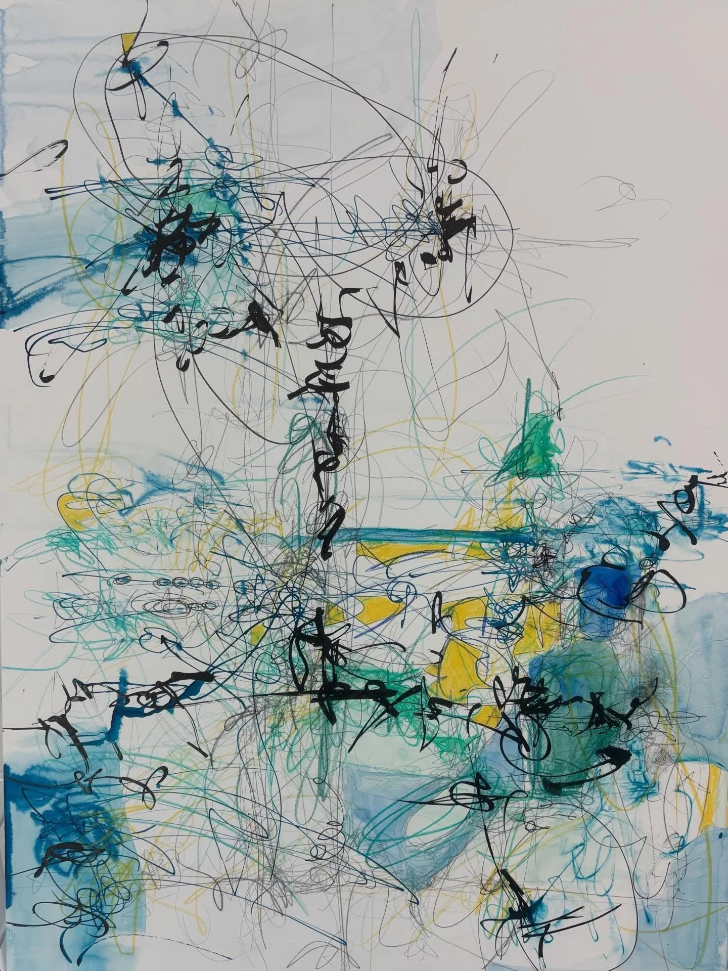 Just enjoying the process. Leaning into the motion of the marks.
Maybe a few more touches here but mostly done. Mixed media drawing tools on @ampersand_art 
#dailydrawing #mixedmediaartist #abstactlandscape