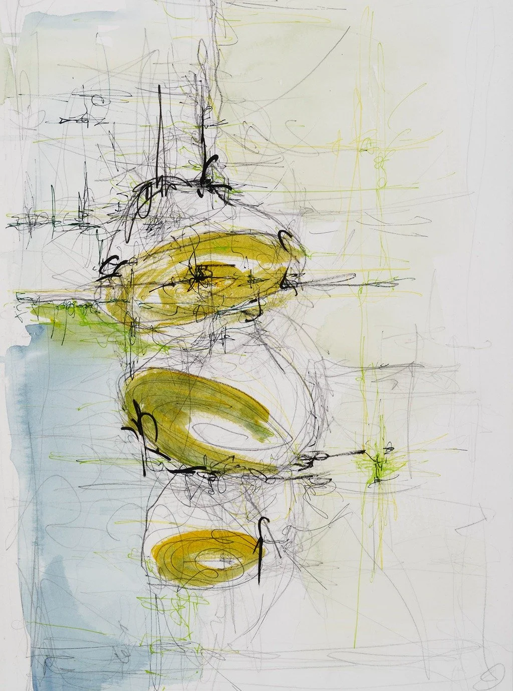 Woodland Rearrangement - number six. 
Another in my series based on Helene. It has been interesting to see how the original log shapes have continued to change.
This is 24" h x 18" w, India ink, acrylic ink and watercolor on paper, mounted 