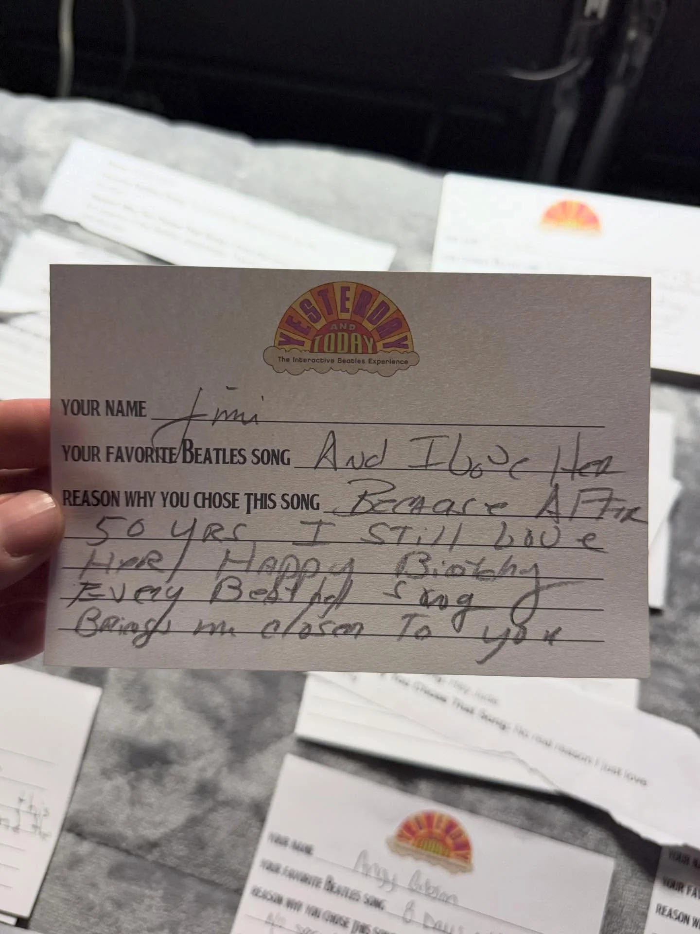 &ldquo;Because after 50 years I still love her. Happy birthday every Beatles song bring me closer to you.&rdquo; - Jimi