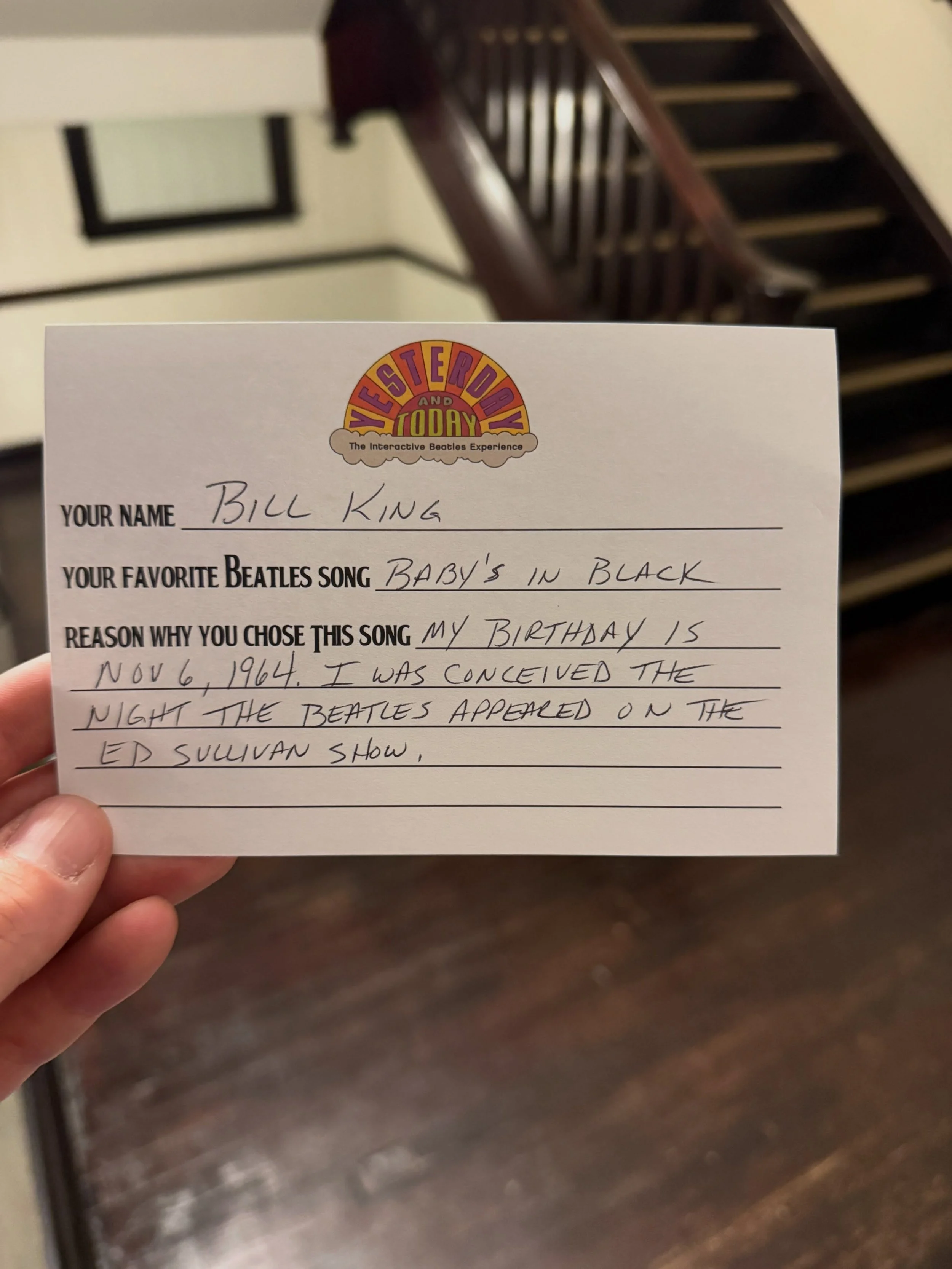&ldquo;My birthday is Nov 6, 1964. I was conceived the night the Beatles appeared on the Ed Sullivan show.&rdquo; - Bill