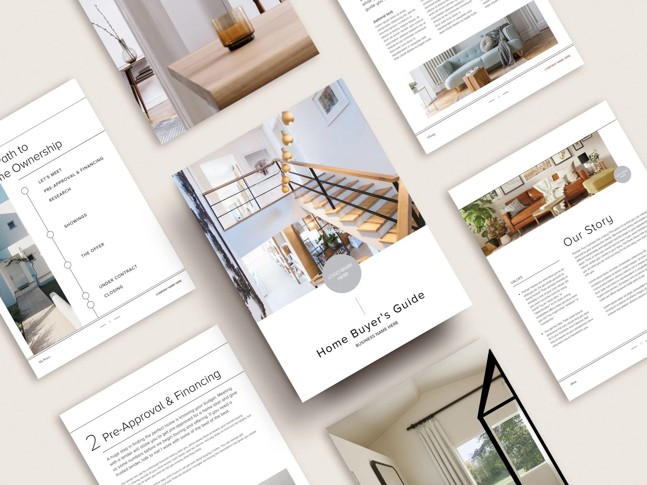 Mockup of a Client experience pdf template for realtors