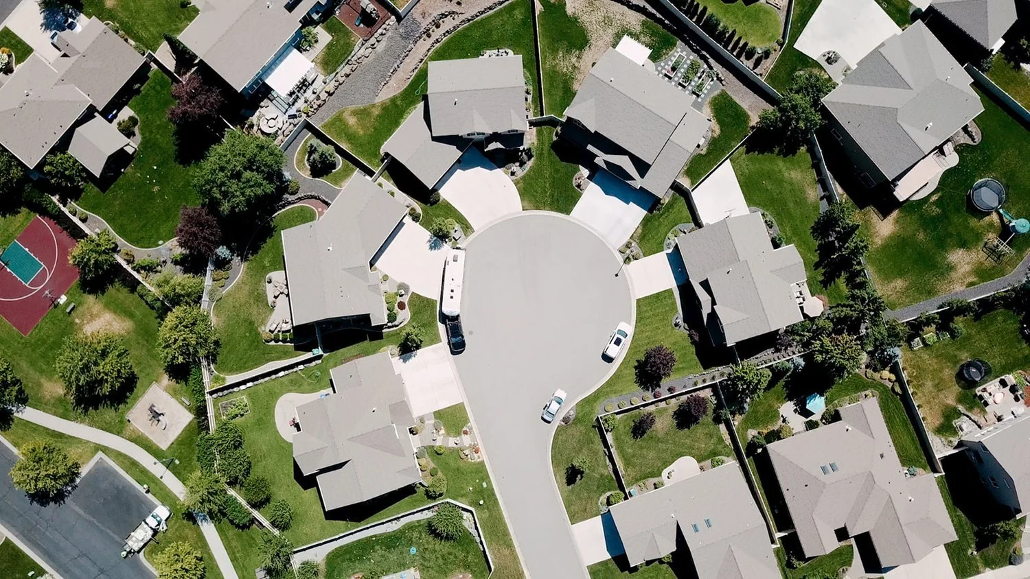 View of neighborhood drone real estate photography