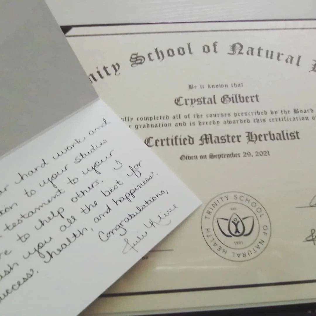 I am so excited to have completed this training to become a Master Herbalist. It was intense but so rewarding. One step closer on my journey to traditional naturopath and helping empower people through holistic health and wellness. I am so impressed 